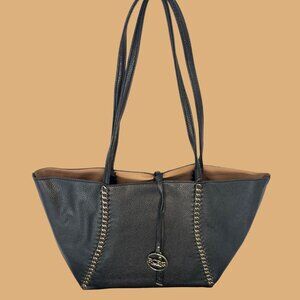 BCBG Paris Black Pebble Leather Tote with Branded Dust Bag